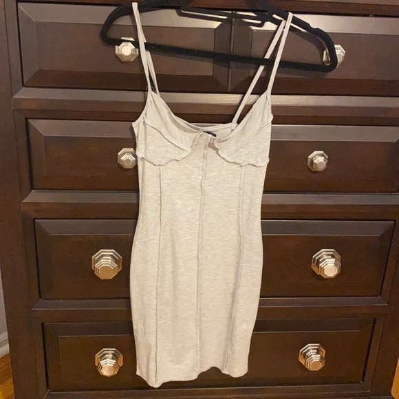 Grey Reverse Seam Mini Bodycon Tank Dress - PLT - Picture 2 of 6